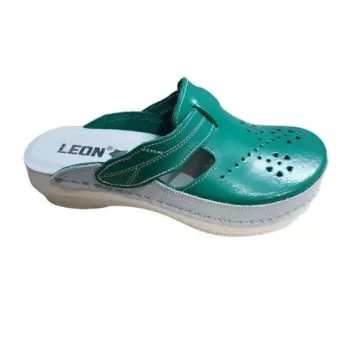 Saboti medicali de dama, din piele, Leon PU156, verde-1