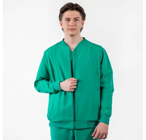 Jacheta medicala cu fermoar Lotus Flex, stretch, verde chirurgical, TRS-JK10-1