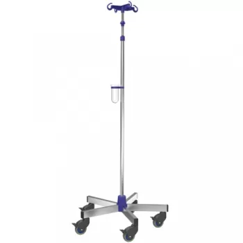 Suport pentru perfuzie cu picior din inox si 4 carlige plastic - I-I12111-1