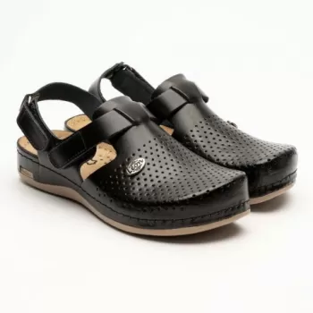 Saboti medicali, de dama, din piele, negru, Leon 951-1