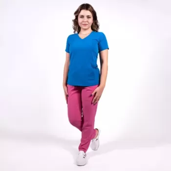 Costum medical Lotus Flex, stretch, albastru royal/fucsia orhidee, TS-NP8 TS-SP3-1