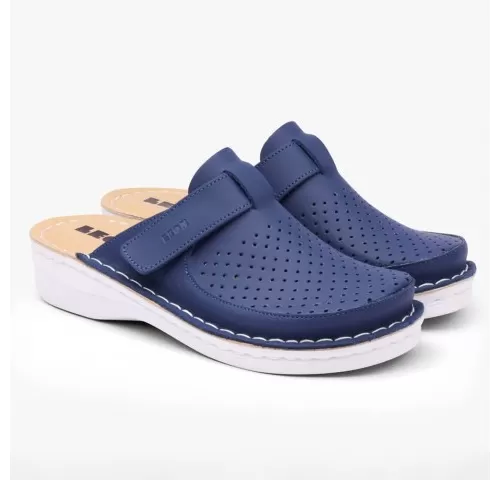 Saboti medicali, de dama, din piele, Leon 263 Bakkar, bleumarin mat-1