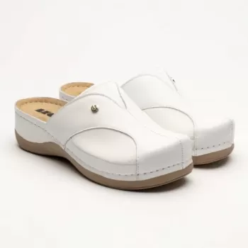 Saboti medicali, de dama, din piele, alb, Leon 912-1