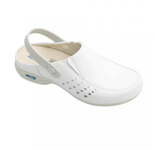 Saboti medicali din piele naturala, lavabili, cu bareta Nursingcare Wash'Go Berlin, alb-1