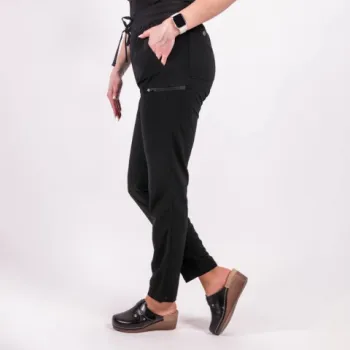 Pantaloni medicali Lotus Flex, stretch, cu snur, negru, TS-SP3-1