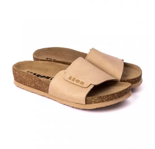 Saboti dama, de vara, din piele, Leon 4022 Orlando, bej-1