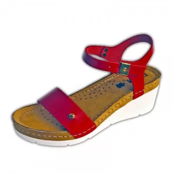 Sandale dama, de vara, din piele, Leon 1015, rosu-1