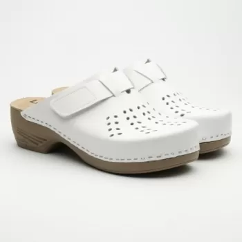 Saboti medicali Leon 161, de dama, din piele, alb-1