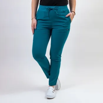 Pantaloni medicali Lotus Flex, stretch, cu snur, turcoaz inchis, TS-SP3-1
