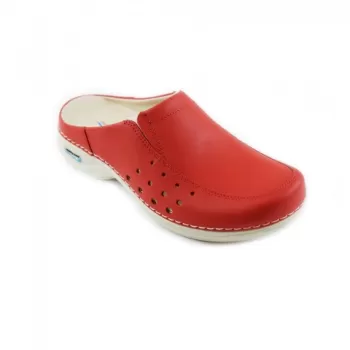 Saboti medicali din piele naturala, lavabili, Nursingcare Wash'Go Berlin, rosu-1