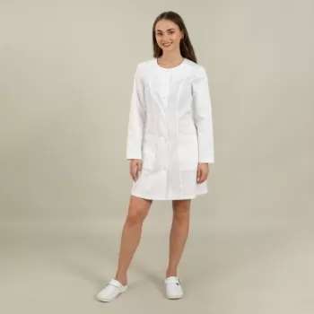 Halat medical alb 3/4 cu guler rotund - Ema-1