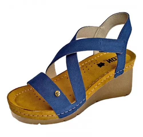 Sandale dama, din piele, de vara, Leon 1005, albastru-1