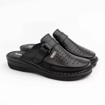 Saboti medicali, de barbati, din piele, negru, Leon V230M-1