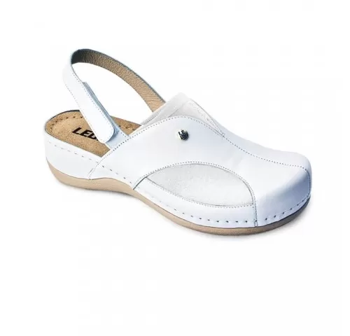 Saboti medicali, de dama, din piele, alb, Leon 913-1