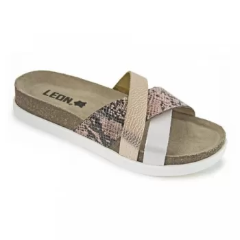 Saboti Leon 1201, de vara, din piele, roz snake-1