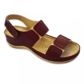 Sandale dama, din piele, de vara, Leon 945, bordo-1