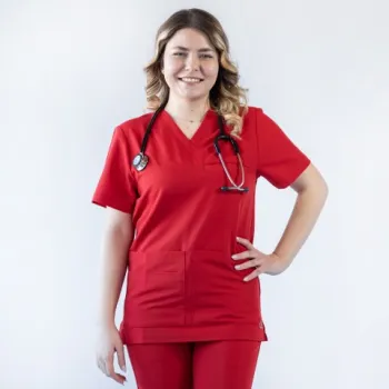 Bluza medicala Lotus Flex, stretch, rosu, TRS-NP16-1