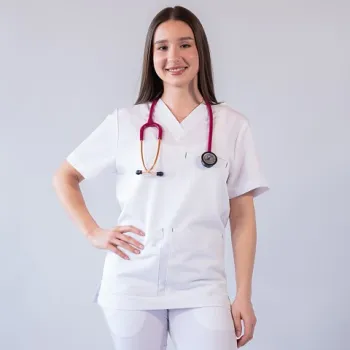 Bluza medicala Lotus Flex, stretch, alb, TRS-NP16-1