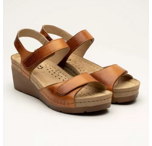 Sandale Leon 1041, din piele, de vara, maro-1