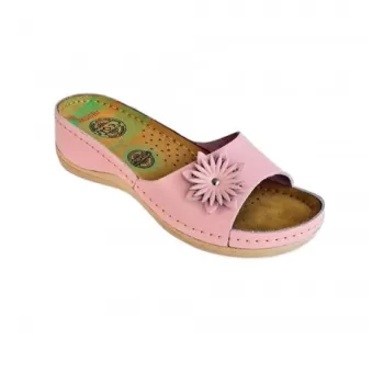 Saboti dama, de vara, din piele naturala, Leon 915, roz-1