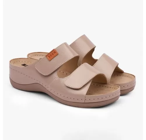 Saboti dama, din piele, de vara, Leon 931, cappuccino-1