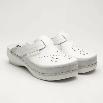 Saboti medicali de dama, din piele, Leon PU156, alb-1