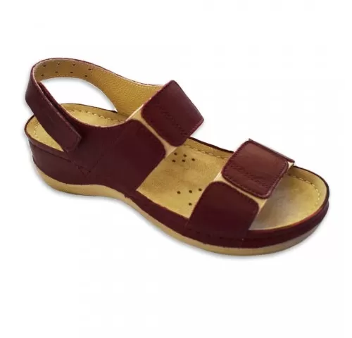 Sandale dama, din piele, de vara, Leon 945, bordo-1
