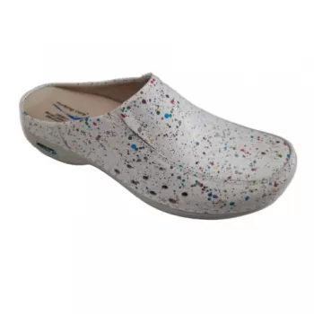 Saboti medicali din piele naturala, lavabili, Nursingcare Wash'Go Berlin, Color Dots-1