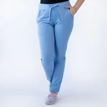 Pantaloni medicali Lotus Flex, stretch, cu snur, albastru ciel, TRS-SP9-1