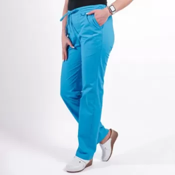 Pantaloni medicali Lotus Flex, stretch, cu elastic si snur, albastru deschis, CVC-SP2-1