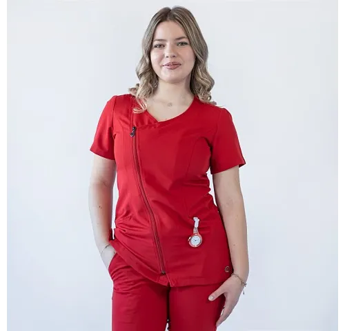 Bluza medicala Lotus Flex, stretch, rosu, TRS-JK1-1