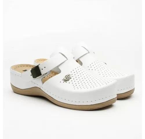 Saboti medicali, de dama, din piele, alb, Leon 900-1