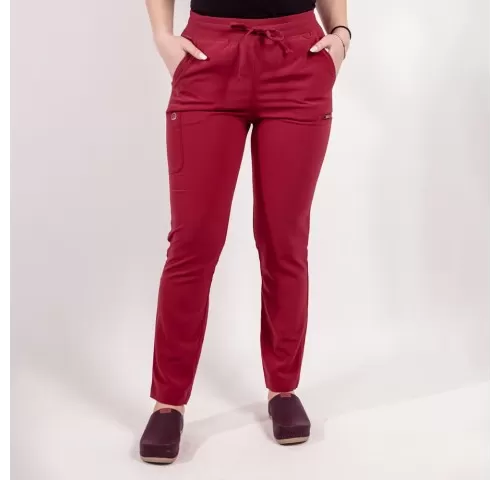 Pantaloni medicali Lotus Flex, stretch, cu snur, visiniu, TS-SP3-1