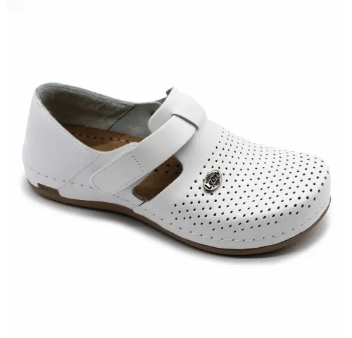 Saboti medicali, de dama, din piele, alb, Leon 959-1