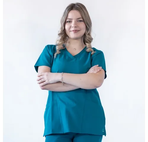 Bluza medicala Lotus Flex, stretch, turcoaz inchis, TRS-NP24-1