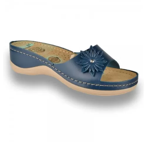 Saboti dama, de vara, din piele naturala, Leon 915, albastru-1