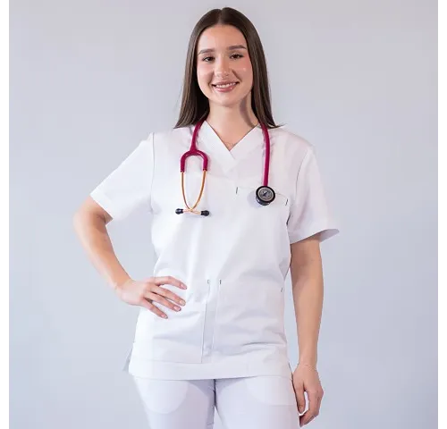 Bluza medicala Lotus Flex, stretch, alb, TRS-NP16-1