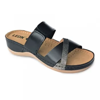 Saboti dama, din piele, de vara, Leon 909, negru-1