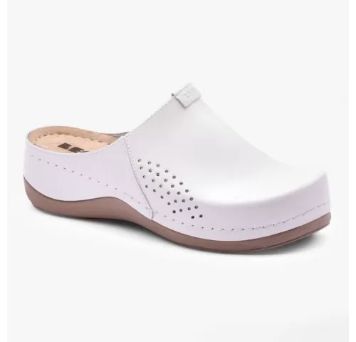 Saboti medicali Leon 930 Bakkar, de dama, din piele, alb mat-1