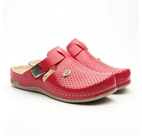 Saboti medicali, de dama, din piele, rosu, Leon 950-1