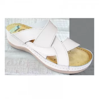 Saboti dama, de vara, din piele, Leon 910, alb-1