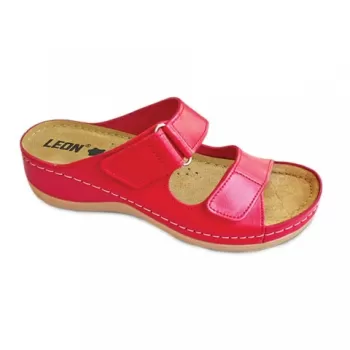Saboti dama, de vara, din piele, Leon 905, rosu-1