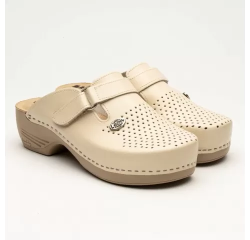 Saboti medicali Leon 159, de dama, din piele, bej-1