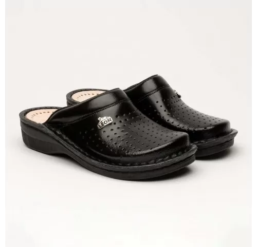 Saboti medicali, unisex, din piele, negru, Leon V200-1