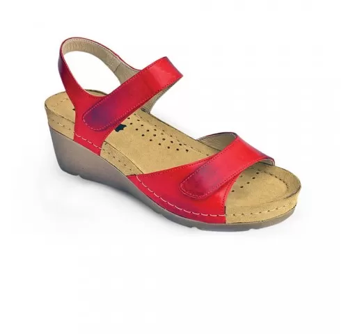 Sandale Leon 1041, din piele, de vara, rosu-1