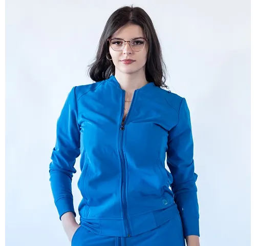 Jacheta medicala cu fermoar Lotus Flex, stretch, albastru royal, TRS-JK10-1
