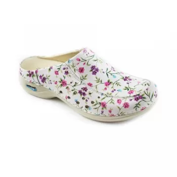 Saboti medicali din piele naturala, lavabili, Nursingcare Wash'Go Berlin, Flowers-1