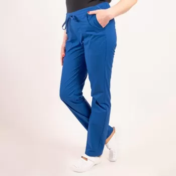Pantaloni medicali Lotus Flex, stretch, cu elastic si snur, albastru royal, CVC-SP2-1
