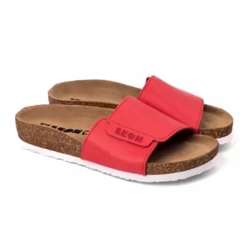 Saboti dama, de vara, din piele, Leon 4022 Orlando, rosu-1