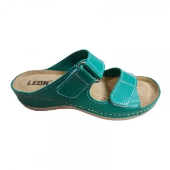 Saboti dama, de vara, din piele, Leon 905, verde-1